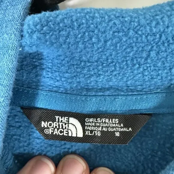 North Face Hoodie Girls XL Blue Pockets Pullover Cotton Blend - Picture 6 of 10